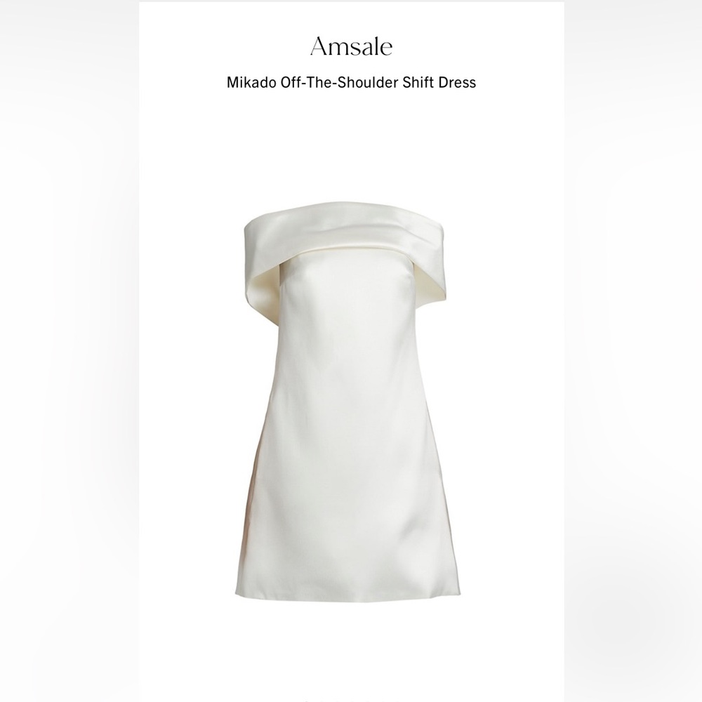 White Amsale Mikado Off the Shoudler Dress Sz 10